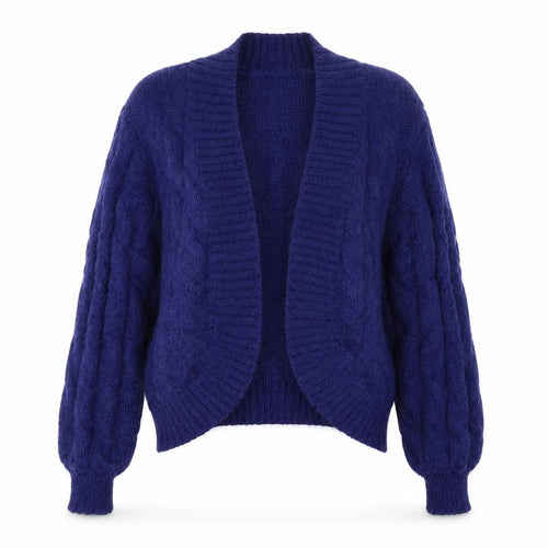 Emreco Women’s Blue Cable Knit Mohair Wool Cardigan M