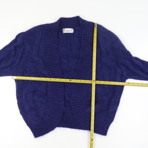 Emreco Women’s Blue Cable Knit Mohair Wool Cardigan M