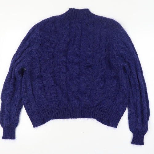 Emreco Women’s Blue Cable Knit Mohair Wool Cardigan M
