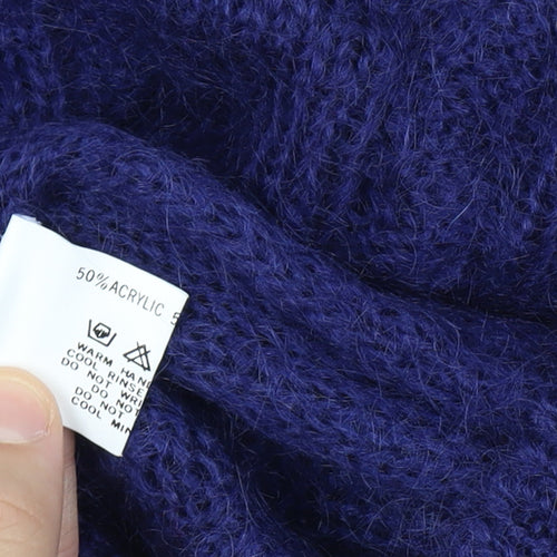 Emreco Women’s Blue Cable Knit Mohair Wool Cardigan M