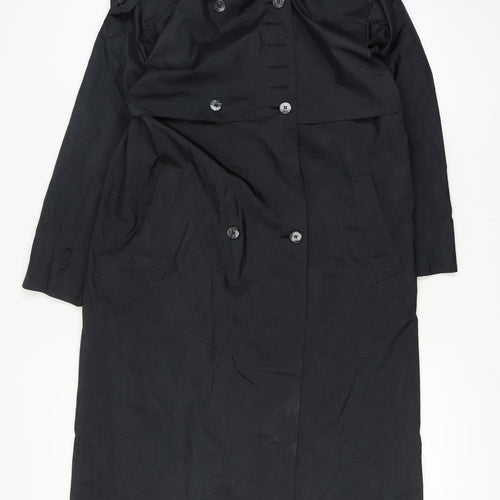 Rue Grenelle Women's Black Long Trench Coat Size 16 Waterproof