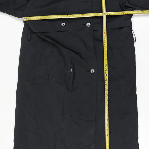 Rue Grenelle Women's Black Long Trench Coat Size 16 Waterproof