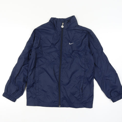 Nike Boys Blue 10-12 Years Windbreaker Jacket Lightweight Zip Sports Top