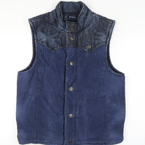 True Religion Reversible Men's Blue Quilted Denim Waistcoat Size XL Casual
