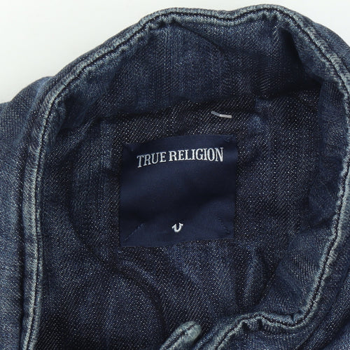 True Religion Reversible Men's Blue Quilted Denim Waistcoat Size XL Casual