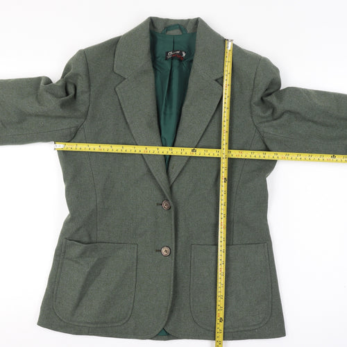 Glenscot Women Vintage Green Pure Wool Two-Button Blazer UK 16