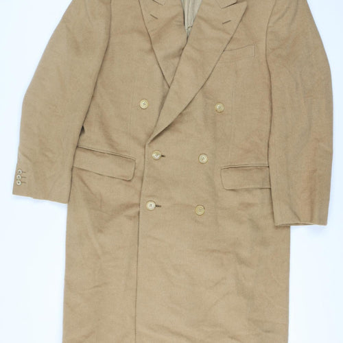 Ermenegildo Zegna Men’s Beige Camelhair Long Overcoat Size 44 Classic Fit