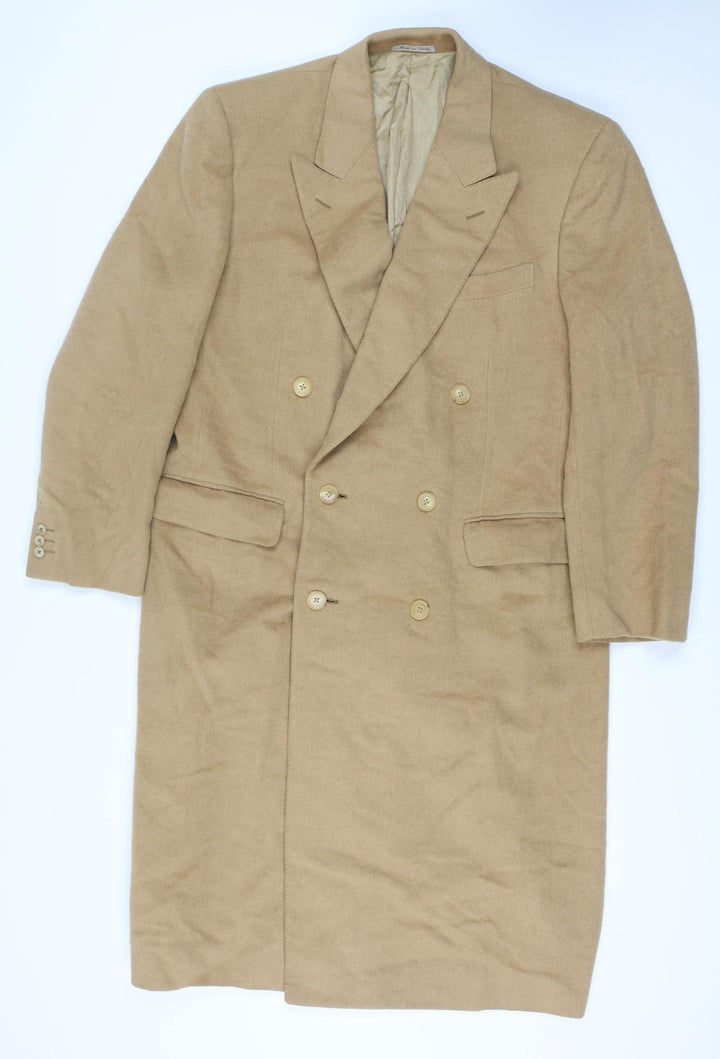 Ermenegildo Zegna Men’s Beige Camelhair Long Overcoat Size 44 Classic Fit
