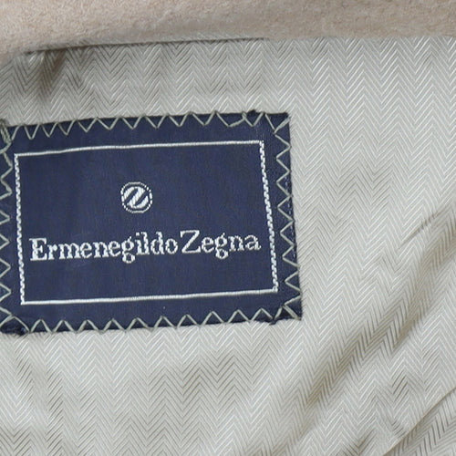 Ermenegildo Zegna Men’s Beige Camelhair Long Overcoat Size 44 Classic Fit