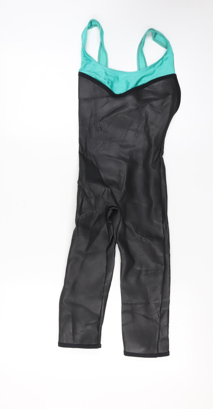 BARE Womens Black & Aqua Sleeveless Short Leg Wetsuit S