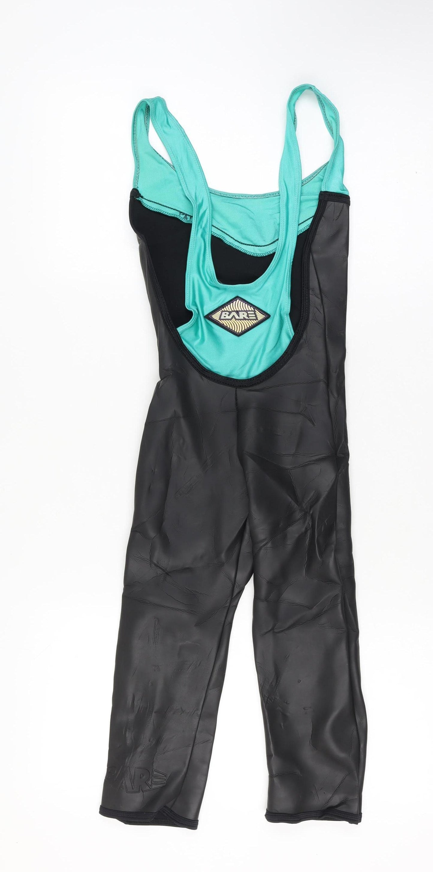 BARE Womens Black & Aqua Sleeveless Short Leg Wetsuit S