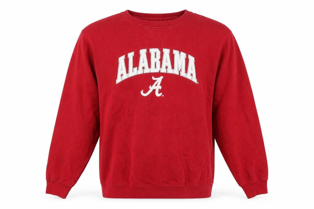 Front view of Genuine Stuff men’s red alabama crew neck pullover sweatshirt m