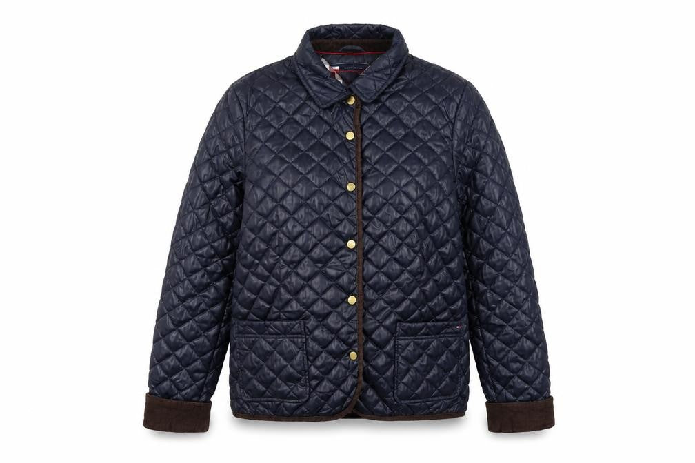 Front view of Tommy Hilfiger Women's Blue Quilted Padded Jacket, size 14