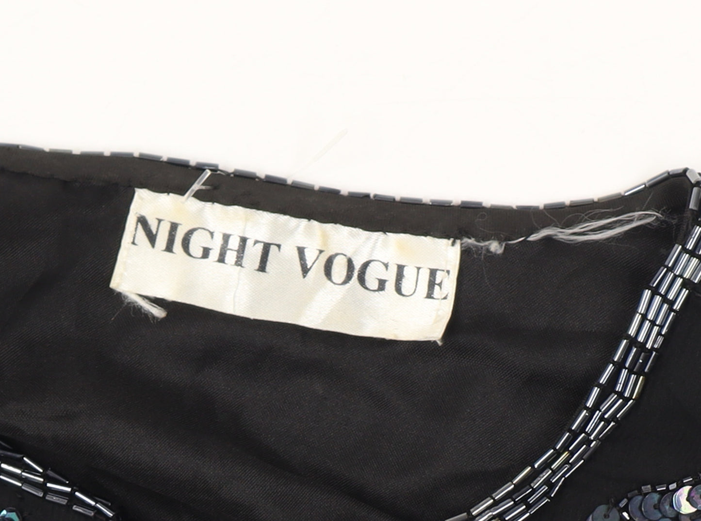 Night Vogue Women's Black Beaded Sequin Tunic Blouse Size M