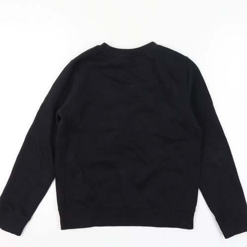 Nike Boys Black Medium Crew Neck Pullover Sweatshirt with Logo Print