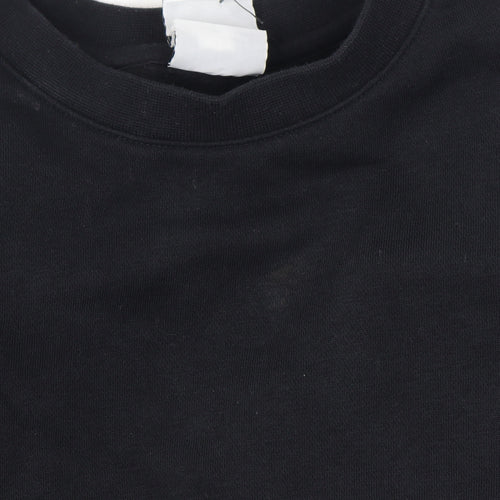 Nike Boys Black Medium Crew Neck Pullover Sweatshirt with Logo Print