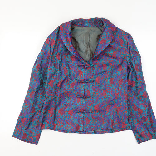 Women's Multicoloured Silk Blend Paisley Blazer Jacket Size 14