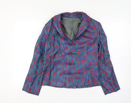 Front view of Women's Multicoloured Silk Blend Paisley Blazer Jacket, size 14