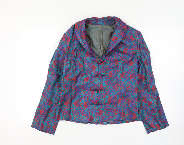 Women's Multicoloured Silk Blend Paisley Blazer Jacket Size 14