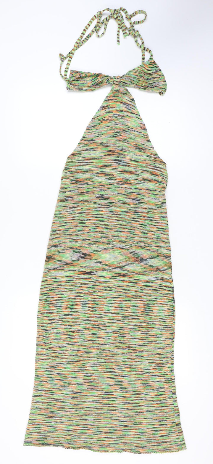 Jaded London Women Multicoloured Halter Slip Midi Dress M