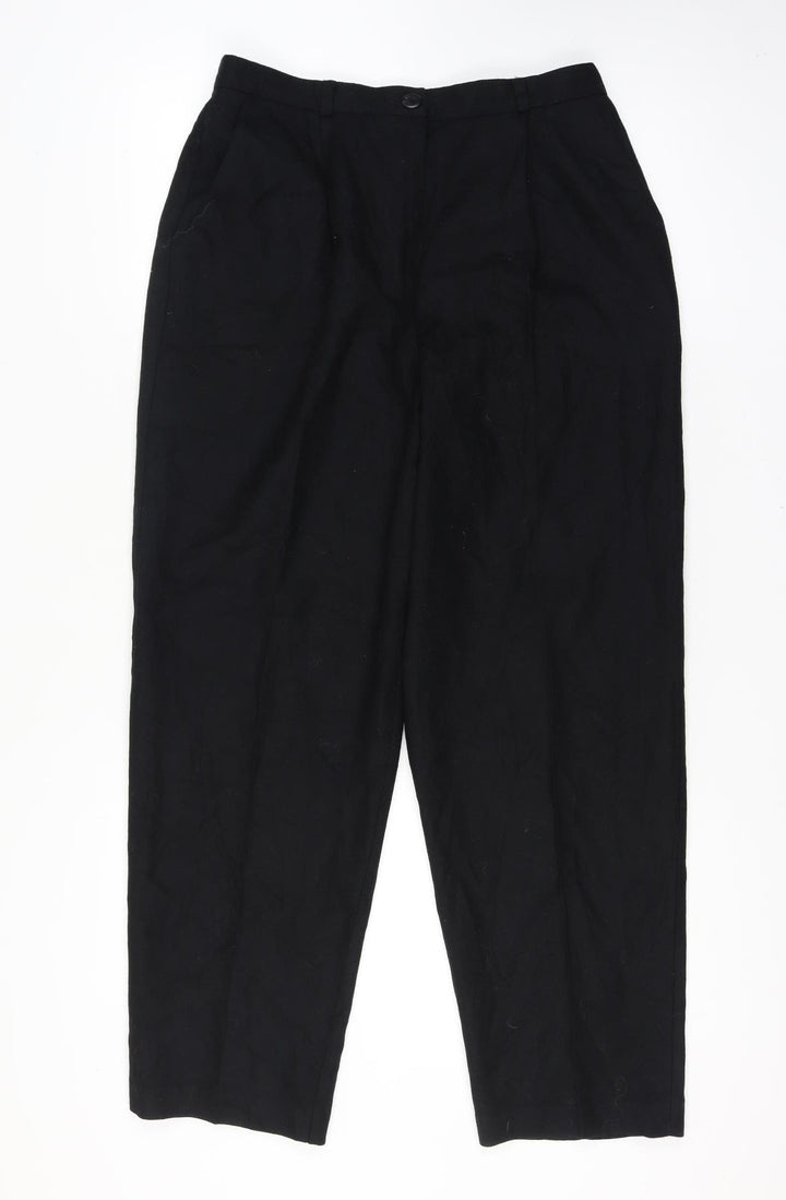 Norton McNaughton Women’s Black Wool Pleated Classic Trousers 32in