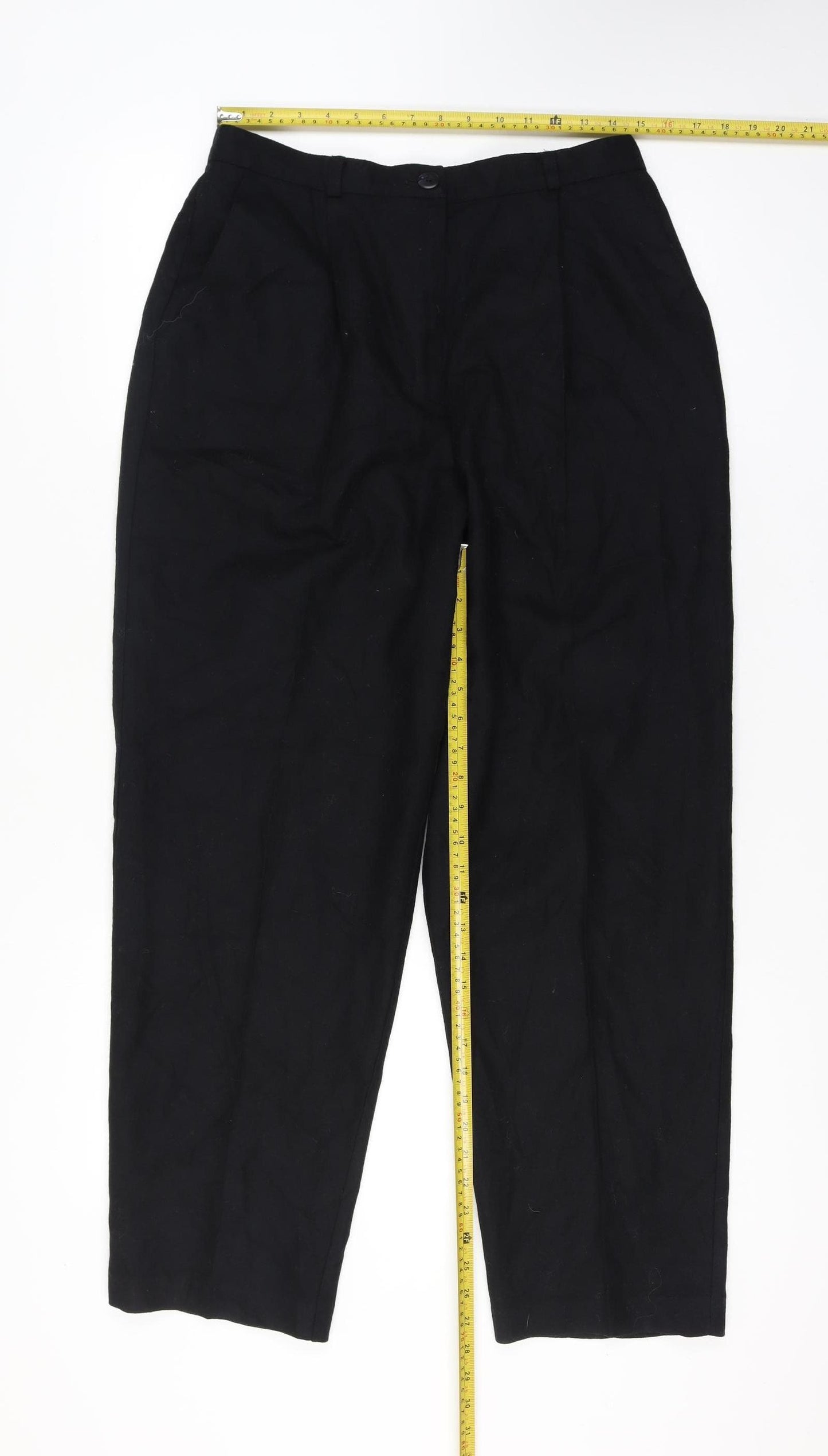 Norton McNaughton Women’s Black Wool Pleated Classic Trousers 32in