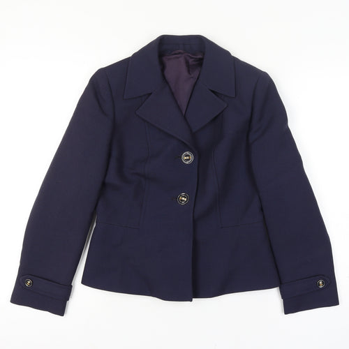 Dereta London Womens Navy Wool Suit Jacket UK 8-10 Classic Single-Breasted Blazer