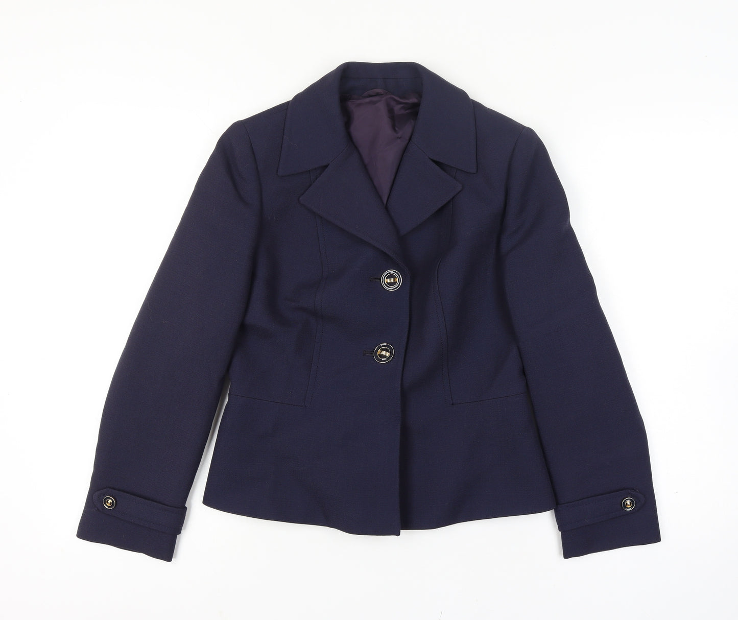 Dereta London Womens Navy Wool Suit Jacket UK 8-10 Classic Single-Breasted Blazer