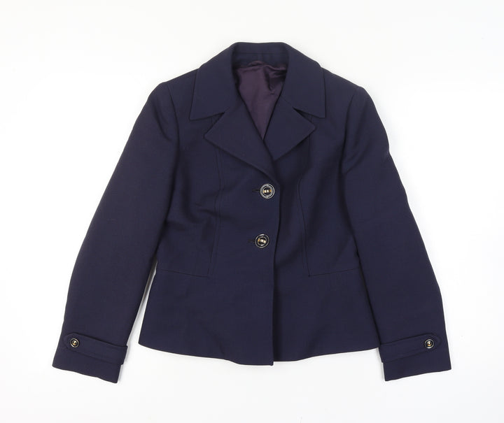 Dereta London Womens Navy Wool Suit Jacket UK 8-10 Classic Single-Breasted Blazer