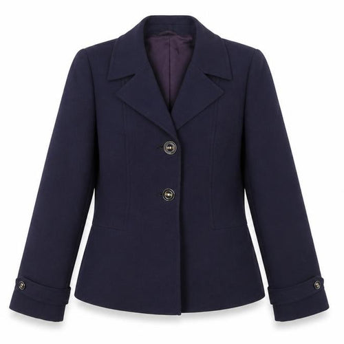 Dereta London Womens Navy Wool Suit Jacket UK 8-10 Classic Single-Breasted Blazer