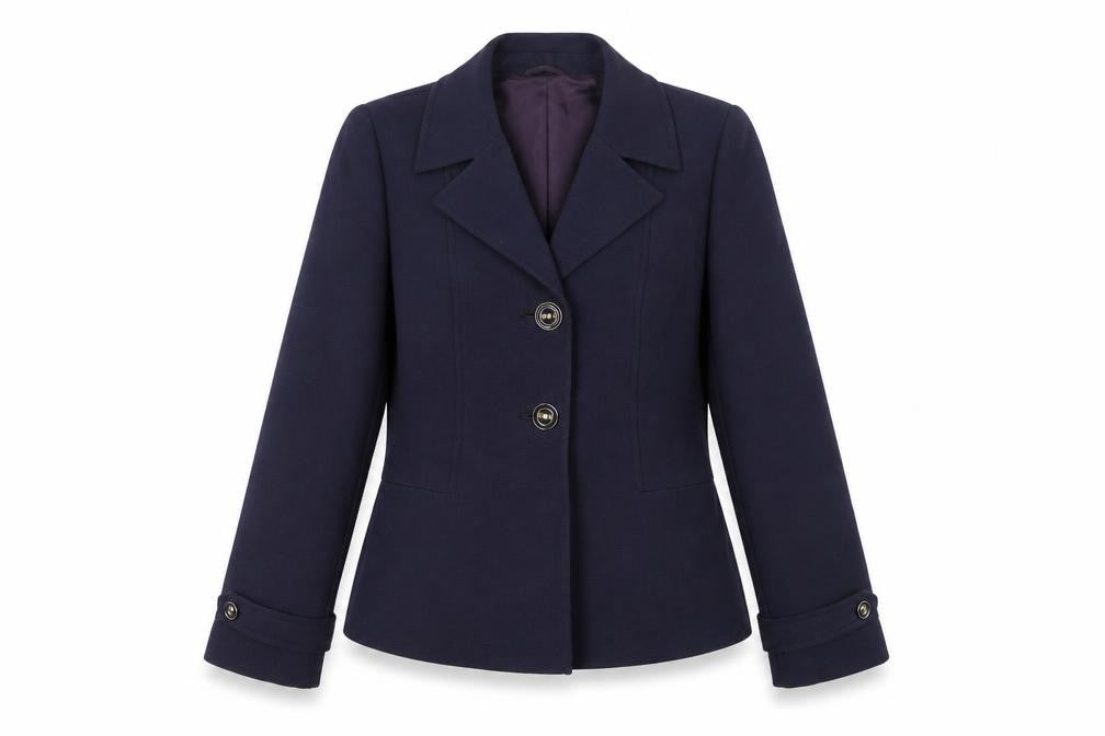 Dereta London Womens Navy Wool Suit Jacket UK 8-10 Classic Single-Breasted Blazer