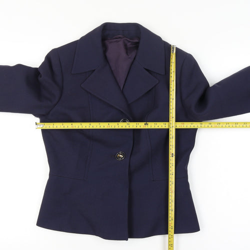 Dereta London Womens Navy Wool Suit Jacket UK 8-10 Classic Single-Breasted Blazer