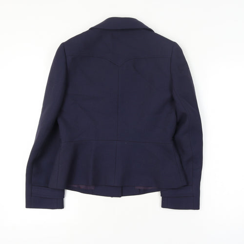 Dereta London Womens Navy Wool Suit Jacket UK 8-10 Classic Single-Breasted Blazer
