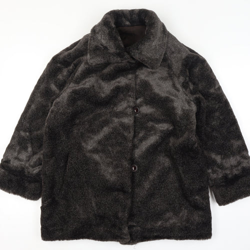 Reversible Apropos Women Brown Faux Fur Reversible Mid-Length Coat Size 6