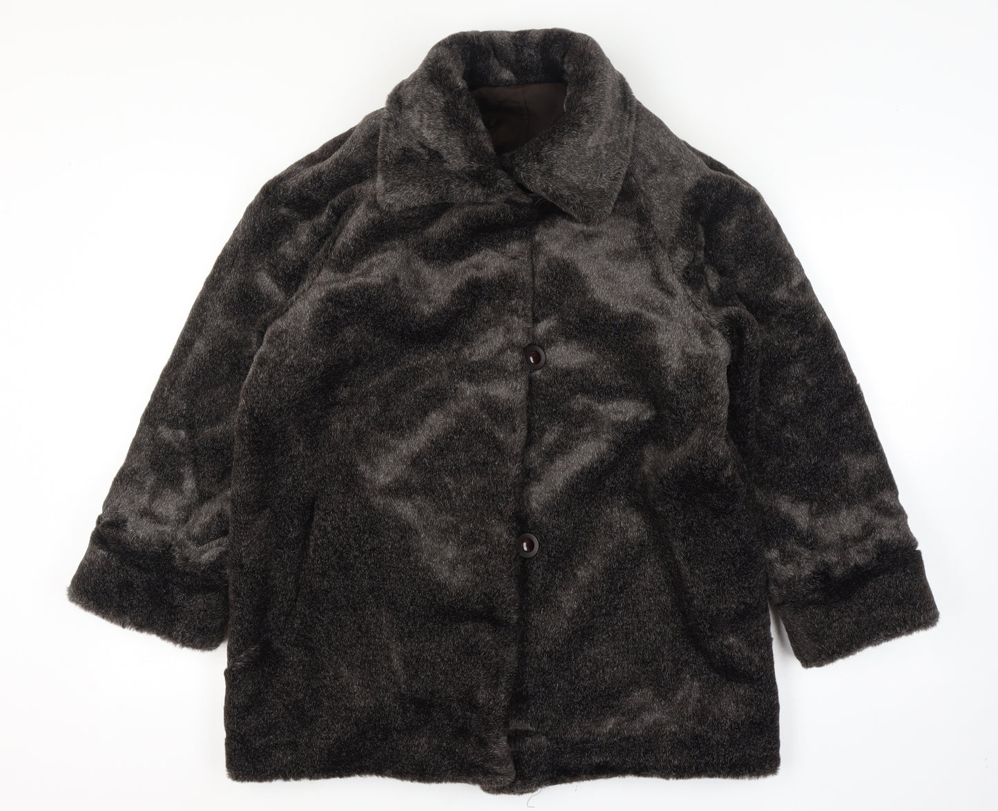 Reversible Apropos Women Brown Faux Fur Reversible Mid-Length Coat Size 6