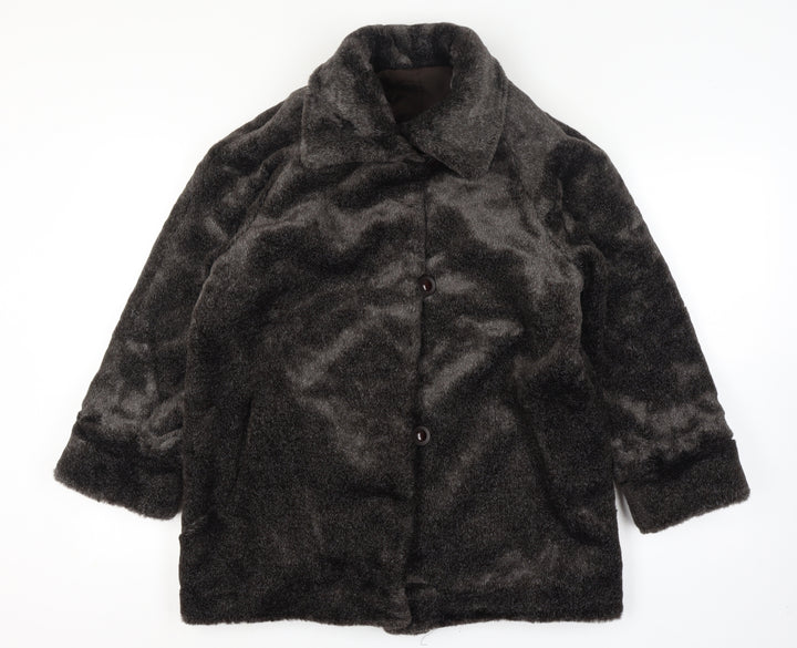 Reversible Apropos Women Brown Faux Fur Reversible Mid-Length Coat Size 6