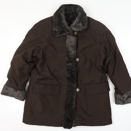 Reversible Apropos Women Brown Faux Fur Reversible Mid-Length Coat Size 6