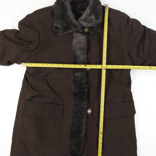 Reversible Apropos Women Brown Faux Fur Reversible Mid-Length Coat Size 6
