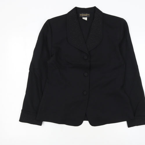 Requirements Women Black Size 12 Shawl Lapel Beaded Blazer