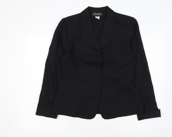 Requirements Women Black Size 12 Shawl Lapel Beaded Blazer