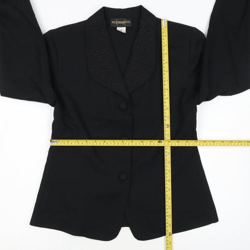 Requirements Women Black Size 12 Shawl Lapel Beaded Blazer