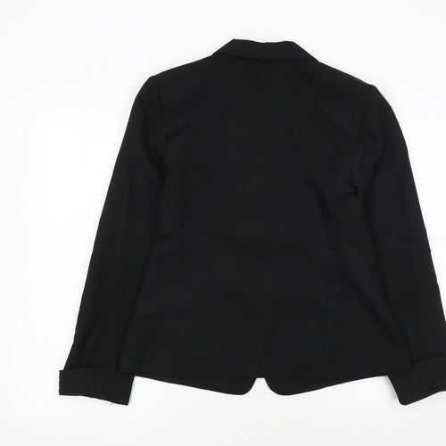 Requirements Women Black Size 12 Shawl Lapel Beaded Blazer