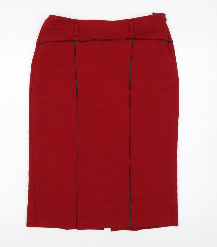 Marks and Spencer Women Red Pencil Skirt Size 10 Lined Workwear