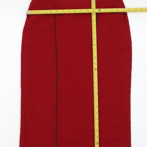 Marks and Spencer Women Red Pencil Skirt Size 10 Lined Workwear