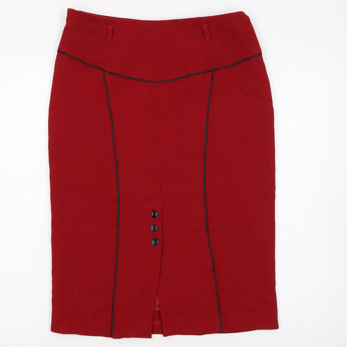 Marks and Spencer Women Red Pencil Skirt Size 10 Lined Workwear