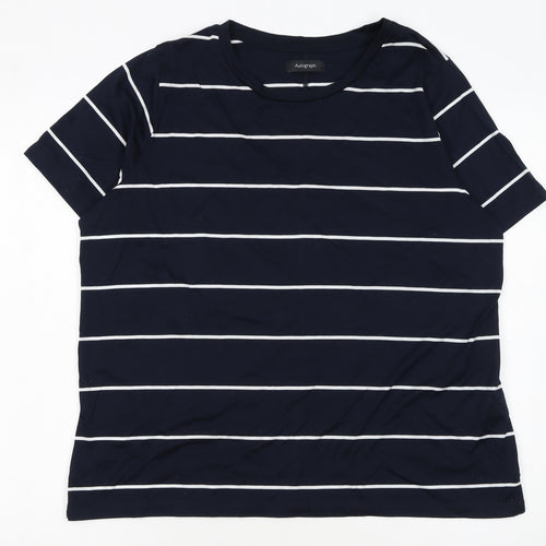 Marks and Spencer Women’s Blue Striped Cotton T-Shirt Size 18