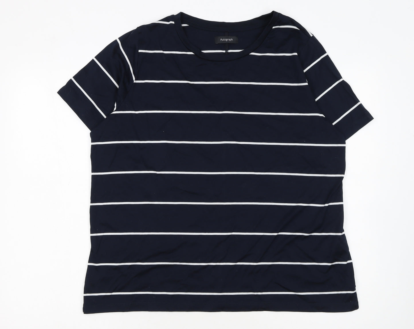 Marks and Spencer Women’s Blue Striped Cotton T-Shirt Size 18