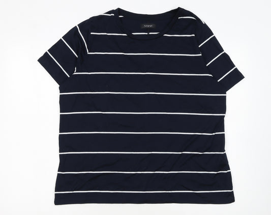 Marks and Spencer Women’s Blue Striped Cotton T-Shirt Size 18