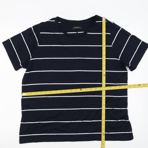Marks and Spencer Women’s Blue Striped Cotton T-Shirt Size 18