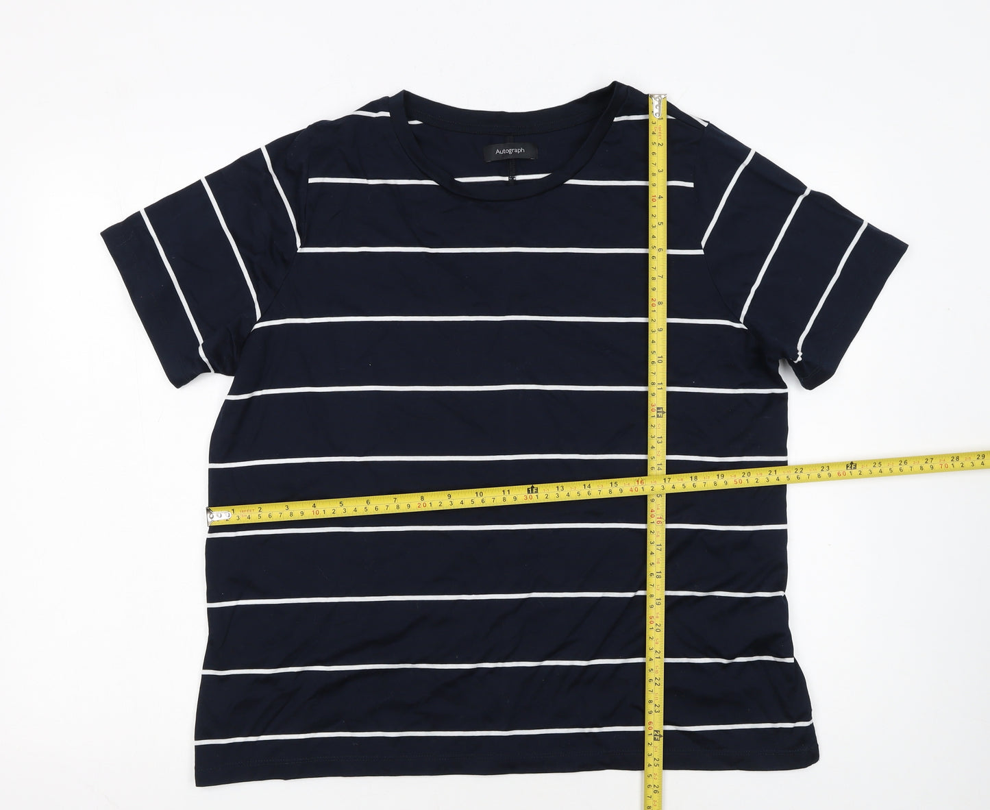 Marks and Spencer Women’s Blue Striped Cotton T-Shirt Size 18